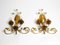 Italian Gold Plated Floral Regency Murano Glass Sconces, 1980s, Set of 2 4