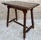 Mid 20th Century French Walnut Carved Side Table with Turned Legs and Stretcher, 1940s 4