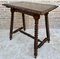 Mid 20th Century French Walnut Carved Side Table with Turned Legs and Stretcher, 1940s, Image 4