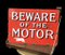 Beware of the Motor Sign in Enamel 1