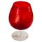 Rote Empoli Vase aus Glas mit Reliefmuster, Italien, 1960 1