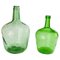 Antikes französisches Set aus zwei Glasflaschen in Grüner Farbe von Frankreich, 1950, 2er Set 1