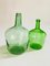 Antique French Set of Two Glass Bottles Green Color from France, 1950, Set of 2 10