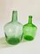 Antique French Set of Two Glass Bottles Green Color from France, 1950, Set of 2, Image 10