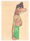 Schiele, Desnudo masculino con tela verde, Litografía, 1990, Imagen 1