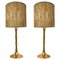 Table Lamps in Gold Brass and Wood attributed to Ingo Maurer, Europe, Germany, 1968, Set of 2 1