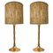 Table Lamps in Gold Brass and Wood attributed to Ingo Maurer, Europe, Germany, 1968, Set of 2, Image 1