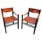 Mid-Century Modern Leather and Wood Armchairs by Ibisco Sedie, Italy, 1960s, Set of 2, Image 1
