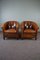 Sheep Leather Club Chairs with Black Piping, Set of 2 1