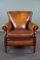 Fauteuil en Cuir de Mouton Marron 1