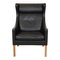 Wingchair in Patinated Black Leather by Børge Mogensen for Fredericia, 1980s, Image 1