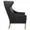 Wingchair in Patinated Black Leather by Børge Mogensen for Fredericia, 1980s, Image 2
