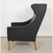 Wingchair in Patinated Black Leather by Børge Mogensen for Fredericia, 1980s 10