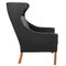 Wingchair in Patinated Black Leather by Børge Mogensen for Fredericia, 1980s, Image 2