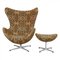Egg Chair with Footstool in Green Fabric by Arne Jacobsen for Fritz Hansen, 1960s, Set of 2 1