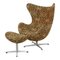 Egg Chair with Footstool in Green Fabric by Arne Jacobsen for Fritz Hansen, 1960s, Set of 2, Image 3