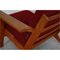 Ge-290 Sessel aus Eiche & Rotem Stoff von Hans Wegner für Getama 10