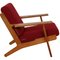 Ge-290 Lounge Chair in Oak and Red Fabric by Hans Wegner for Getama 2
