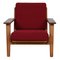 Fauteuil Ge-290 en Chêne et Tissu Rouge par Hans Wegner pour Getama 1