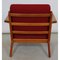 Ge-290 Lounge Chair in Oak and Red Fabric by Hans Wegner for Getama, Image 3