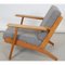 Ge-290 Lounge Chair in Oak in Blue Fabric by Hans Wegner for Getama 10
