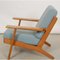 Ge-290 Lounge Chair in Oak in Blue Fabric by Hans Wegner for Getama 4