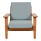 Ge-290 Lounge Chair in Oak in Blue Fabric by Hans Wegner for Getama, Image 1