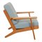 Ge-290 Lounge Chair in Oak in Blue Fabric by Hans Wegner for Getama, Image 2