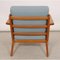 Ge-290 Lounge Chair in Oak in Blue Fabric by Hans Wegner for Getama, Image 3