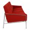 Airport 3-Seater Sofa in Red Fabric by Arne Jacobsen for Fritz Hansen, 1990s 2