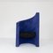 Blue and Black Velvet Armchair, 1970s, Image 1