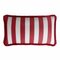 Striped Outdoor Happy Cushion Cover in Red and White with Fringes from Lo Decor 1