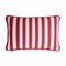Striped Outdoor Happy Cushion Cover in Red and White with Piping from Lo Decor 1