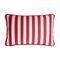 Striped Outdoor Happy Cushion Cover in Red and White with Piping from Lo Decor, Image 1