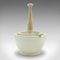 Small English Victorian Mortar and Pestle in Ceramic and Beech, 1890s, Set of 3 1