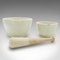 Small English Victorian Mortar and Pestle in Ceramic and Beech, 1890s, Set of 3 2