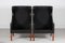 Model 2204 Chairs in Black Leather by Børge Mogensen for Fredericia Stolfabrik, 1970s, Set of 2 3