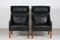 Model 2204 Chairs in Black Leather by Børge Mogensen for Fredericia Stolfabrik, 1970s, Set of 2 2