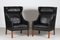 Modell 2204 Stühle aus schwarzem Leder von Børge Mogensen für Fredericia Stolfabrik, 1970er, 2er Set 1