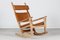 GE 673 Nøglehullet Rocking Chair in Oak and Leather by Hans J. Wegner for Getama, 1970s 1