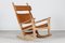 GE 673 Nøglehullet Rocking Chair in Oak and Leather by Hans J. Wegner for Getama, 1970s, Image 1