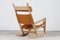 Rocking Chair GE 673 Nøglehullet en Chêne et Cuir par Hans J. Wegner pour Getama, 1970s 3