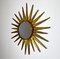 Espejo en forma de sol italiano de metal dorado con hoja de oro, 1960, Imagen 1