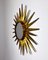 Espejo en forma de sol italiano de metal dorado con hoja de oro, 1960, Imagen 4