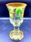 Bohemian Glass Vase with Yellow and Green Decor and Medallion Etchings 1