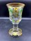 Bohemian Glass Vase with Yellow and Green Decor and Medallion Etchings, Image 4