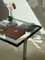 Tavolino da caffè in metallo cromato e vetro, anni '80, Immagine 2