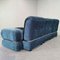 Vintage Modular Sofa in Blue Velvet, 1970s, Set of 3 5