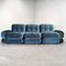 Modulares Vintage Sofa in Blauem Samtbezug, 1970er, 3er Set 6