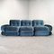Vintage Modular Sofa in Blue Velvet, 1970s, Set of 3 6